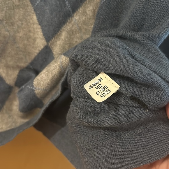 Banana Republic Men’s Argyle Cotton Cashmere V Neck Sweater Blue SizeL Large - Picture 7 of 10